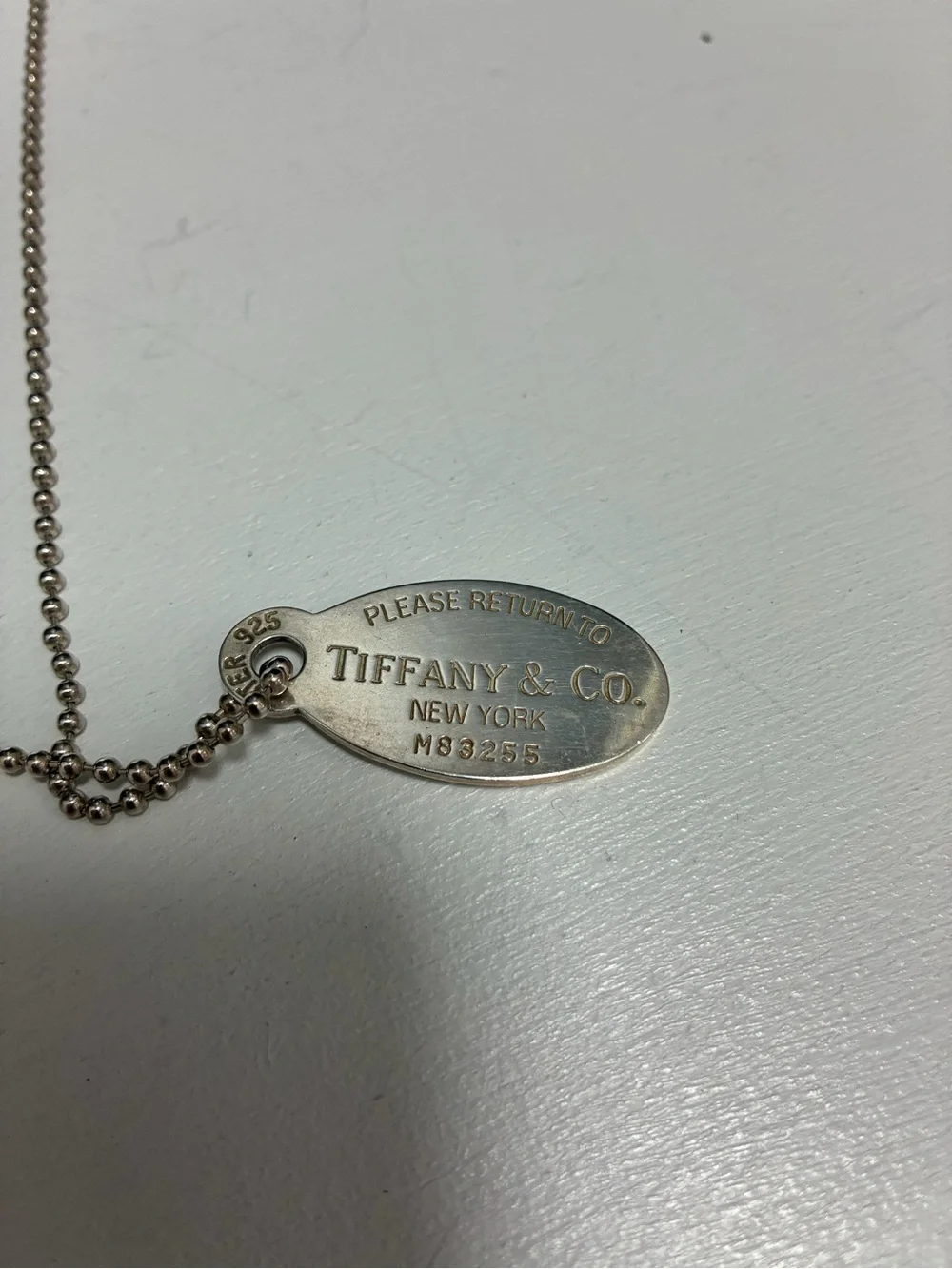 Tiffany & Co. Sterling Silver Return to Tiffany Oval Tag Necklace on Ball Chain